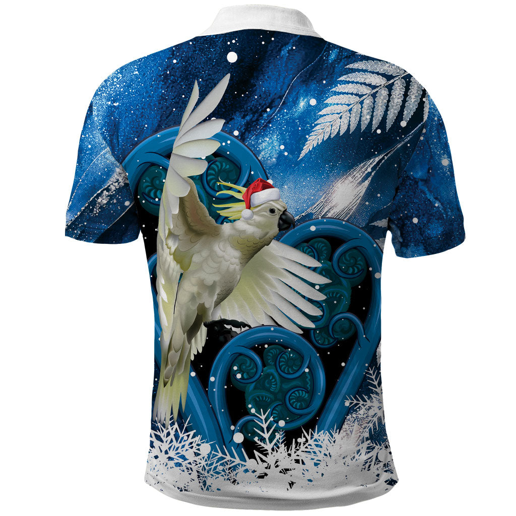 Sulphur-crested Cockatoo New Zealand Christmas In July Polo Shirt NZ Aroha Koru Fern Marble Vibes LT14 - Polynesian Pride