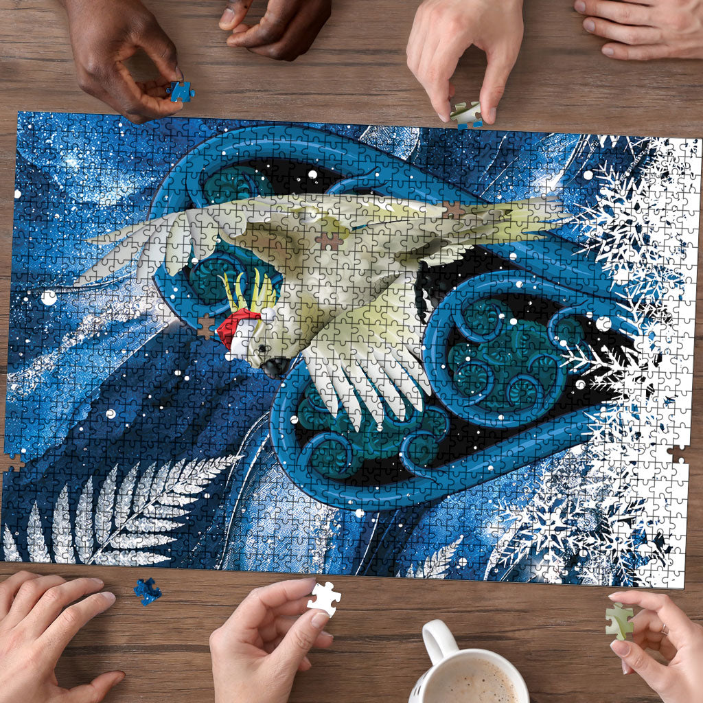 Sulphur-crested Cockatoo New Zealand Christmas In July Puzzle NZ Aroha Koru Fern Marble Vibes LT14 - Polynesian Pride