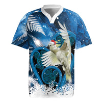 Sulphur-crested Cockatoo New Zealand Christmas In July Rugby Jersey NZ Aroha Koru Fern Marble Vibes LT14 Blue - Polynesian Pride