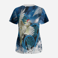 Sulphur-crested Cockatoo New Zealand Christmas In July Scrub Top NZ Aroha Koru Fern Marble Vibes LT14 - Polynesian Pride