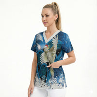 Sulphur-crested Cockatoo New Zealand Christmas In July Scrub Top NZ Aroha Koru Fern Marble Vibes LT14 - Polynesian Pride
