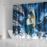 Sulphur-crested Cockatoo New Zealand Christmas In July Shower Curtain NZ Aroha Koru Fern Marble Vibes LT14 - Polynesian Pride