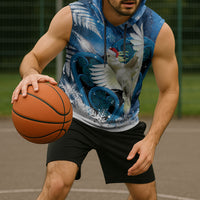 Sulphur-crested Cockatoo New Zealand Christmas In July Sleeveless Hoodie NZ Aroha Koru Fern Marble Vibes LT14 - Polynesian Pride