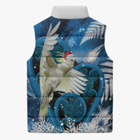 Sulphur-crested Cockatoo New Zealand Christmas In July Sleeveless Puffer Jacket NZ Aroha Koru Fern Marble Vibes LT14 - Polynesian Pride