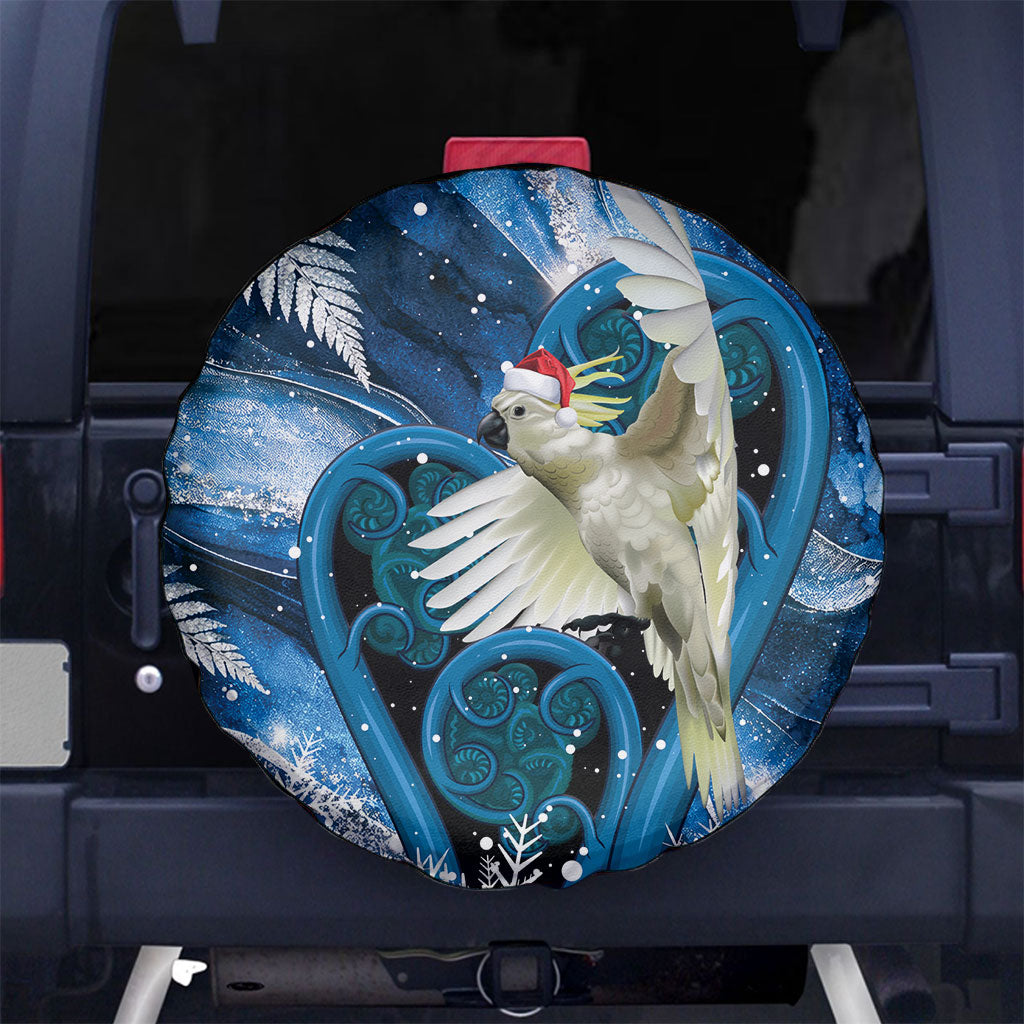 Sulphur-crested Cockatoo New Zealand Christmas In July Spare Tire Cover NZ Aroha Koru Fern Marble Vibes LT14 No hole Blue - Polynesian Pride