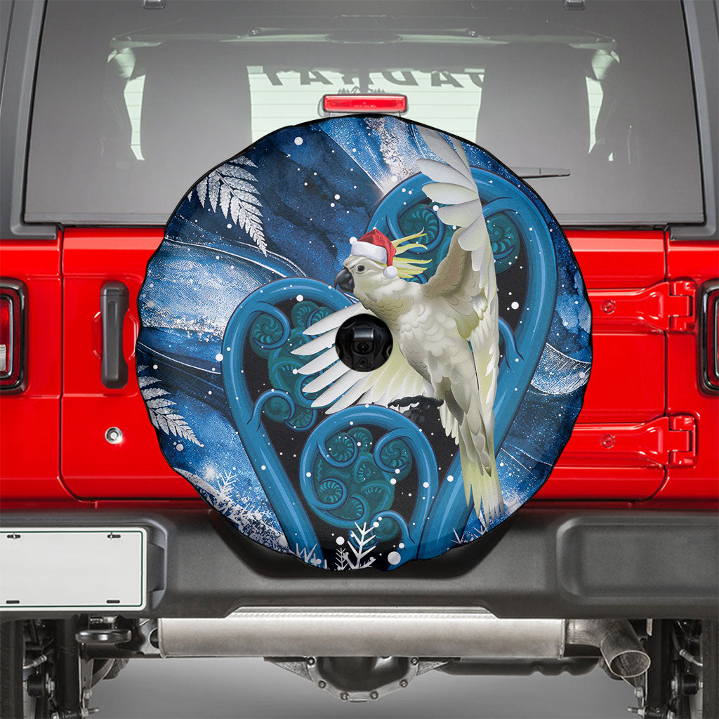 Sulphur-crested Cockatoo New Zealand Christmas In July Spare Tire Cover NZ Aroha Koru Fern Marble Vibes LT14 - Polynesian Pride