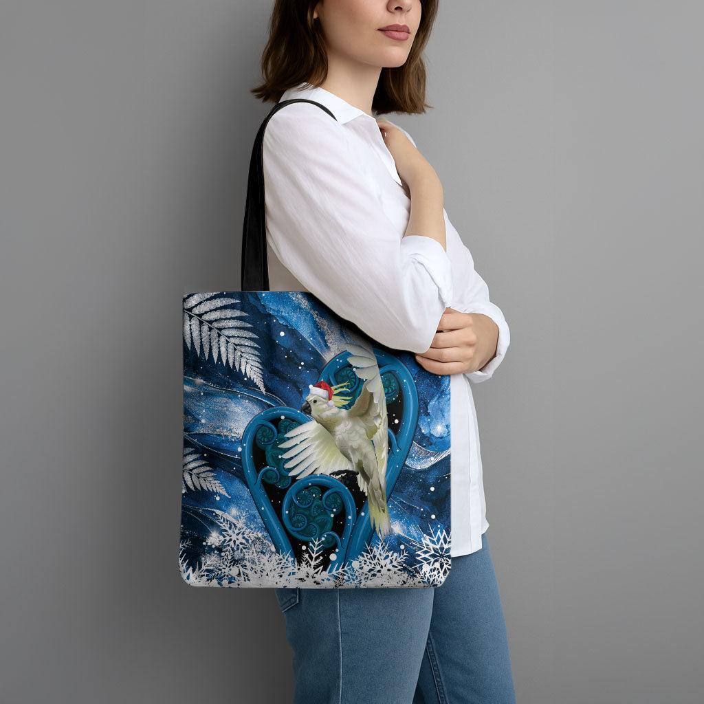 Sulphur-crested Cockatoo New Zealand Christmas In July Tote Bag NZ Aroha Koru Fern Marble Vibes LT14 - Polynesian Pride