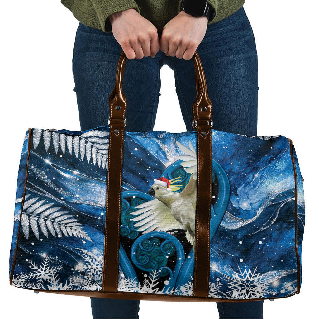 Sulphur-crested Cockatoo New Zealand Christmas In July Travel Bag NZ Aroha Koru Fern Marble Vibes LT14 Blue - Polynesian Pride