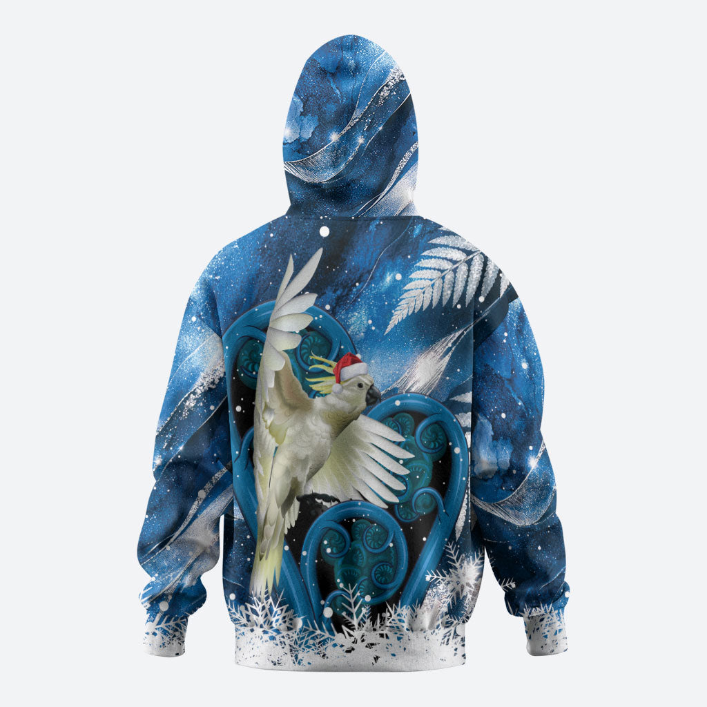 Sulphur-crested Cockatoo New Zealand Christmas In July Zip Hoodie NZ Aroha Koru Fern Marble Vibes LT14 - Polynesian Pride
