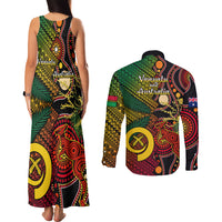 Vanuatu and Australia Couples Matching Tank Maxi Dress and Long Sleeve Button Shirts Vanuatuan Polynesian Mix Aussie Aboriginal Art LT14 - Polynesian Pride