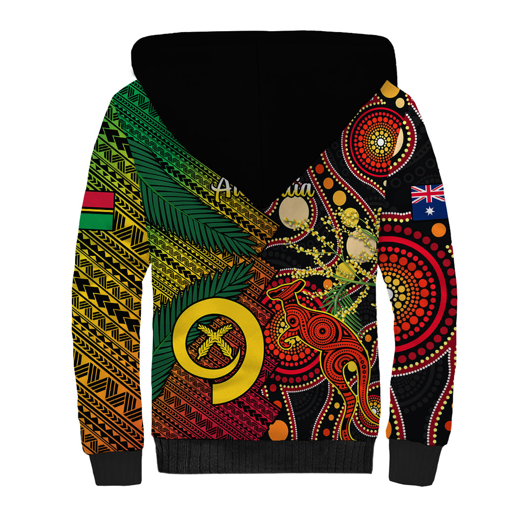 Vanuatu and Australia Sherpa Hoodie Vanuatuan Polynesian Mix Aussie Aboriginal Art LT14 - Polynesian Pride