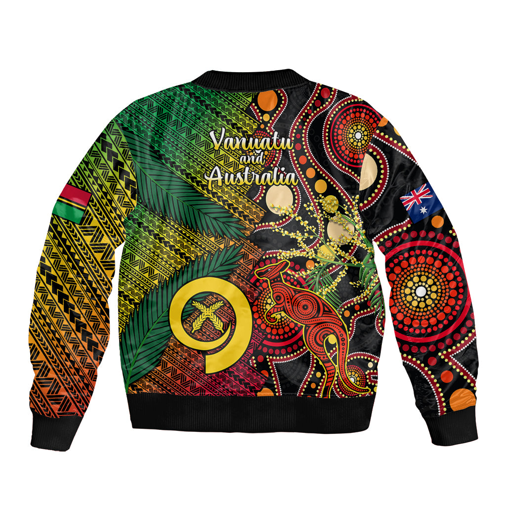 Vanuatu and Australia Sleeve Zip Bomber Jacket Vanuatuan Polynesian Mix Aussie Aboriginal Art LT14 - Polynesian Pride