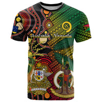 Vanuatu and Australia T Shirt Vanuatuan Polynesian Mix Aussie Aboriginal Art LT14 Black - Polynesian Pride