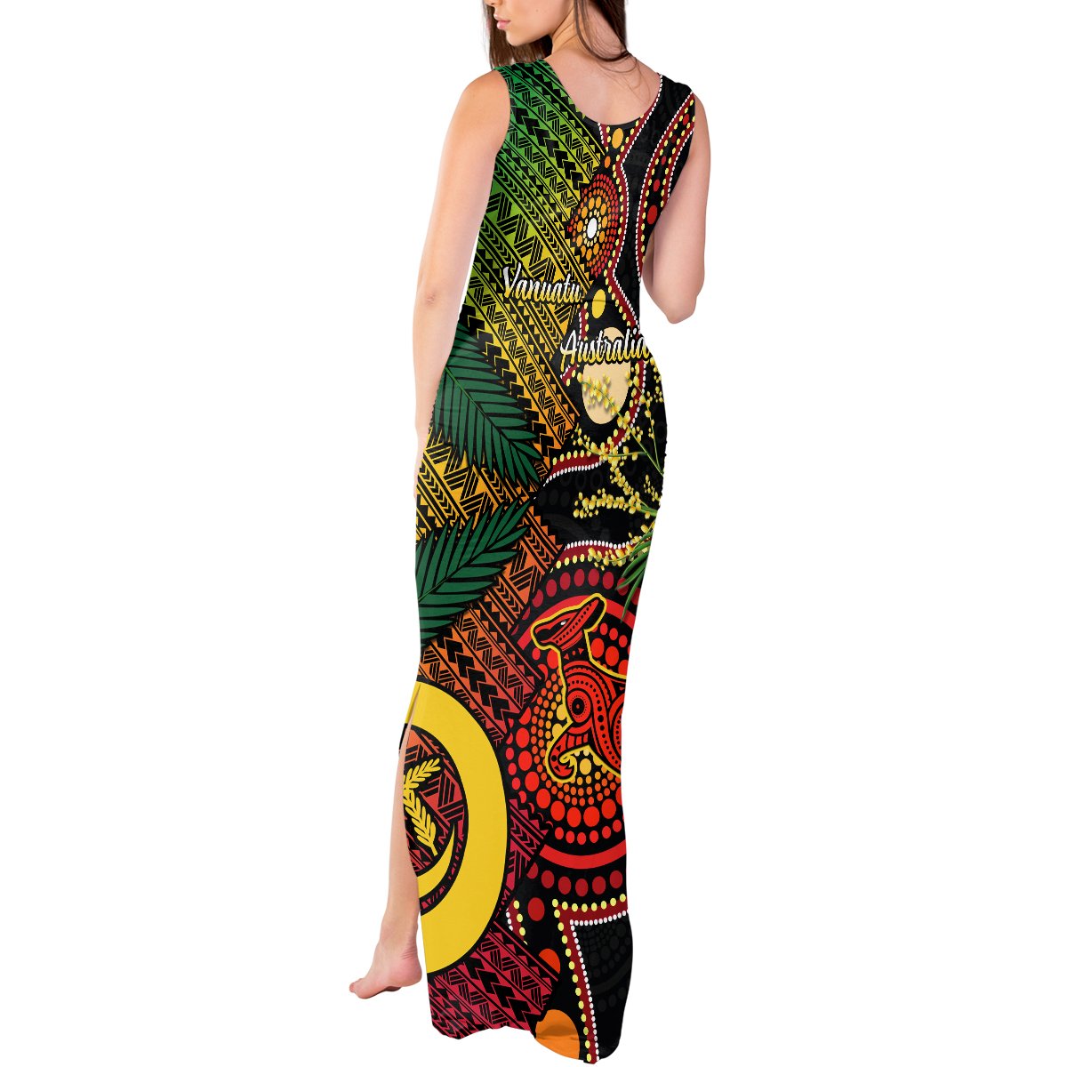 Vanuatu and Australia Tank Maxi Dress Vanuatuan Polynesian Mix Aussie Aboriginal Art LT14 - Polynesian Pride