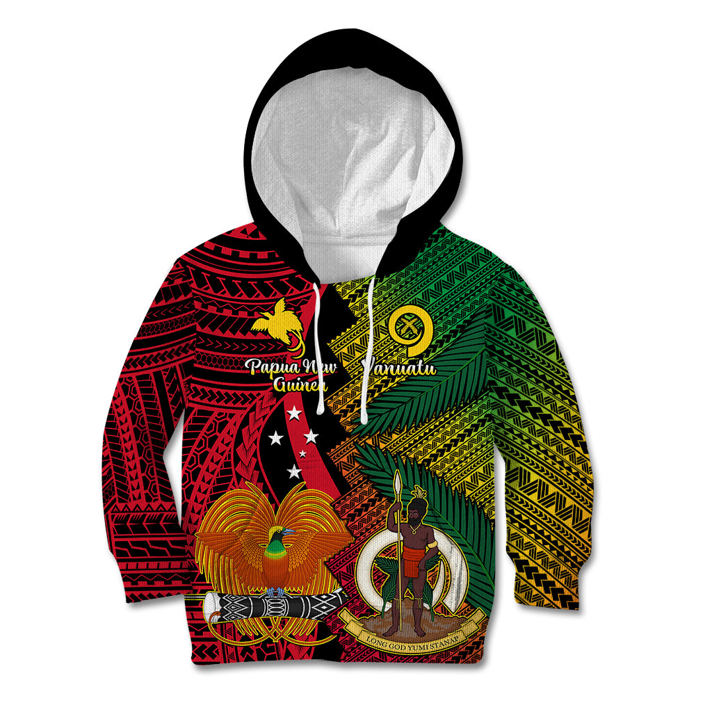 Vanuatu and Papua New Guinea Kid Hoodie Vanuatuan With PNG Polynesian Pattern LT14 Hoodie Black - Polynesian Pride