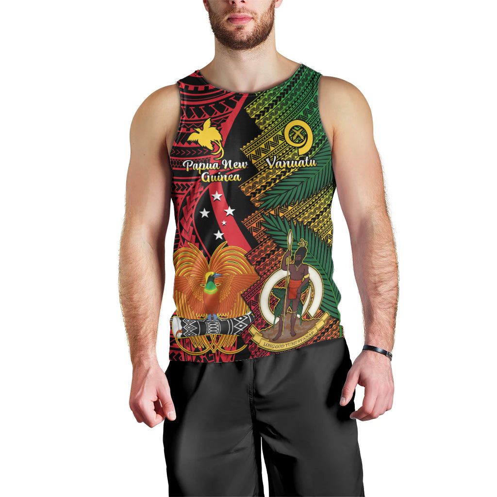 Vanuatu and Papua New Guinea Men Tank Top Vanuatuan With PNG Polynesian Pattern LT14 - Polynesian Pride