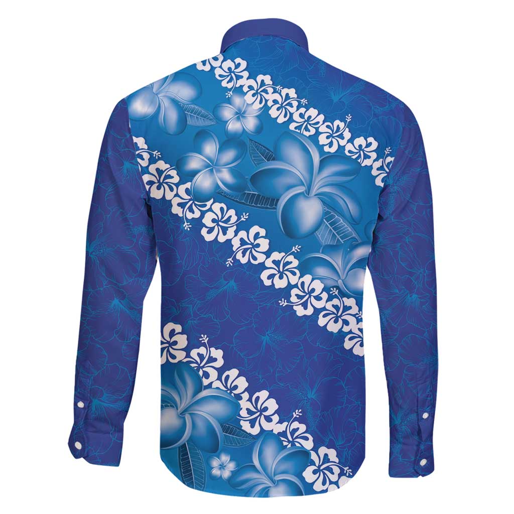 Vintage Blue Polynesia Family Matching Mermaid Dress and Hawaiian Shirt Plumeria With Hibiscus Tropical Vibes LT14 - Polynesian Pride