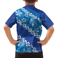 Vintage Blue Polynesia Family Matching Off Shoulder Maxi Dress and Hawaiian Shirt Plumeria With Hibiscus Tropical Vibes LT14 - Polynesian Pride