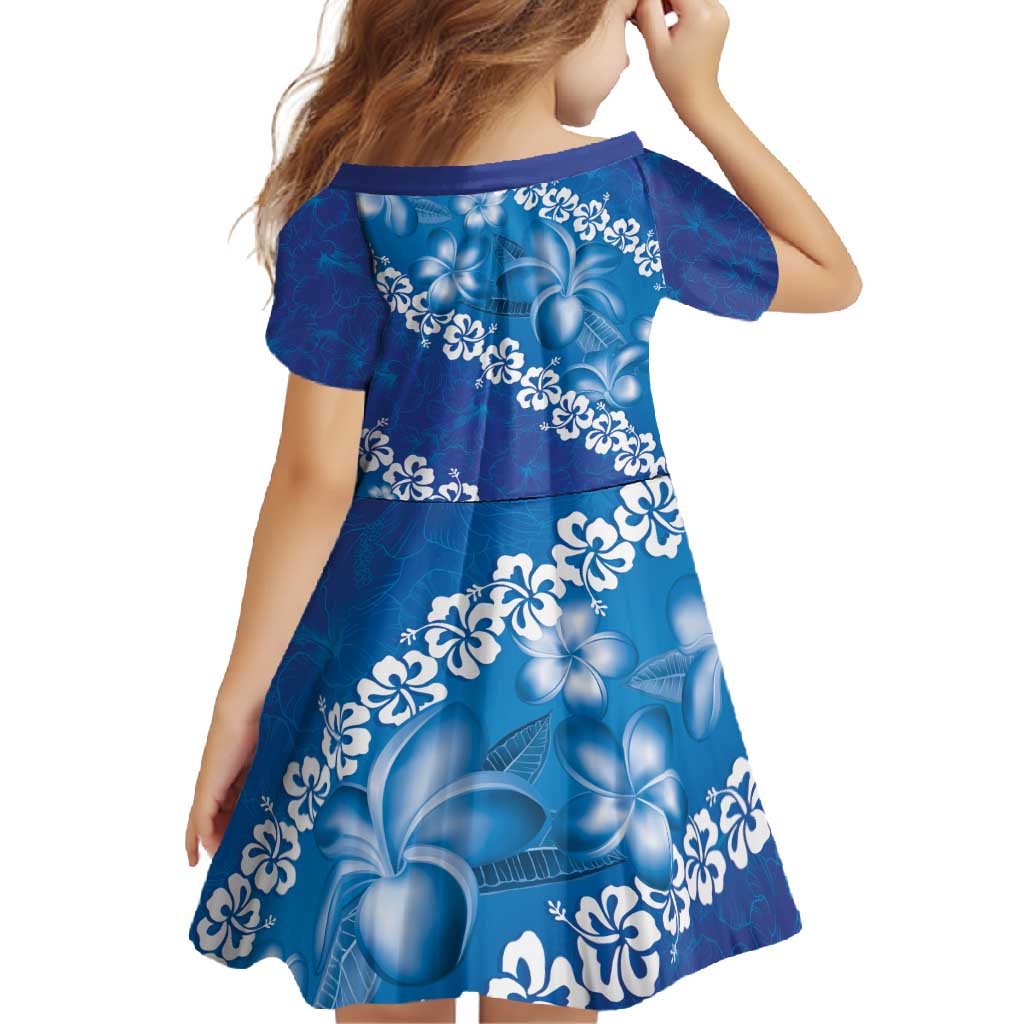 Vintage Blue Polynesia Family Matching Off Shoulder Maxi Dress and Hawaiian Shirt Plumeria With Hibiscus Tropical Vibes LT14 - Polynesian Pride