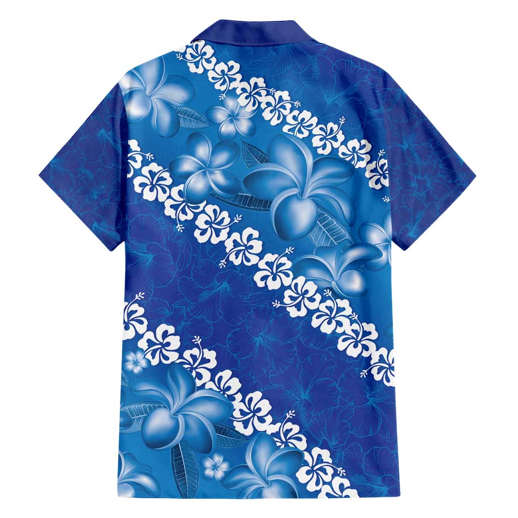 Vintage Blue Polynesia Family Matching Off Shoulder Maxi Dress and Hawaiian Shirt Plumeria With Hibiscus Tropical Vibes LT14 - Polynesian Pride