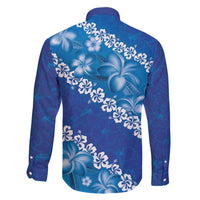 Vintage Blue Polynesia Family Matching Off Shoulder Short Dress and Hawaiian Shirt Plumeria With Hibiscus Tropical Vibes LT14 - Polynesian Pride