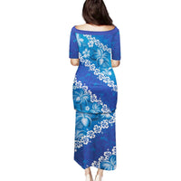 Vintage Blue Polynesia Family Matching Puletasi and Hawaiian Shirt Plumeria With Hibiscus Tropical Vibes LT14 - Polynesian Pride