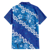 Vintage Blue Polynesia Family Matching Short Sleeve Bodycon Dress and Hawaiian Shirt Plumeria With Hibiscus Tropical Vibes LT14 - Polynesian Pride