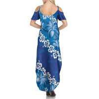 Vintage Blue Polynesia Family Matching Summer Maxi Dress and Hawaiian Shirt Plumeria With Hibiscus Tropical Vibes LT14 - Polynesian Pride
