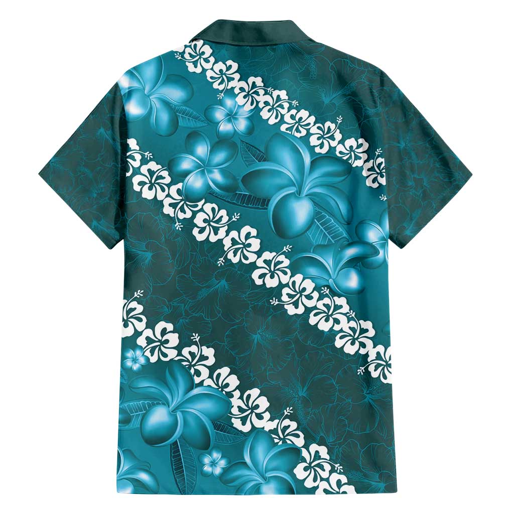 Vintage Dark Cyan Polynesia Family Matching Long Sleeve Bodycon Dress and Hawaiian Shirt Plumeria With Hibiscus Tropical Vibes LT14 - Polynesian Pride