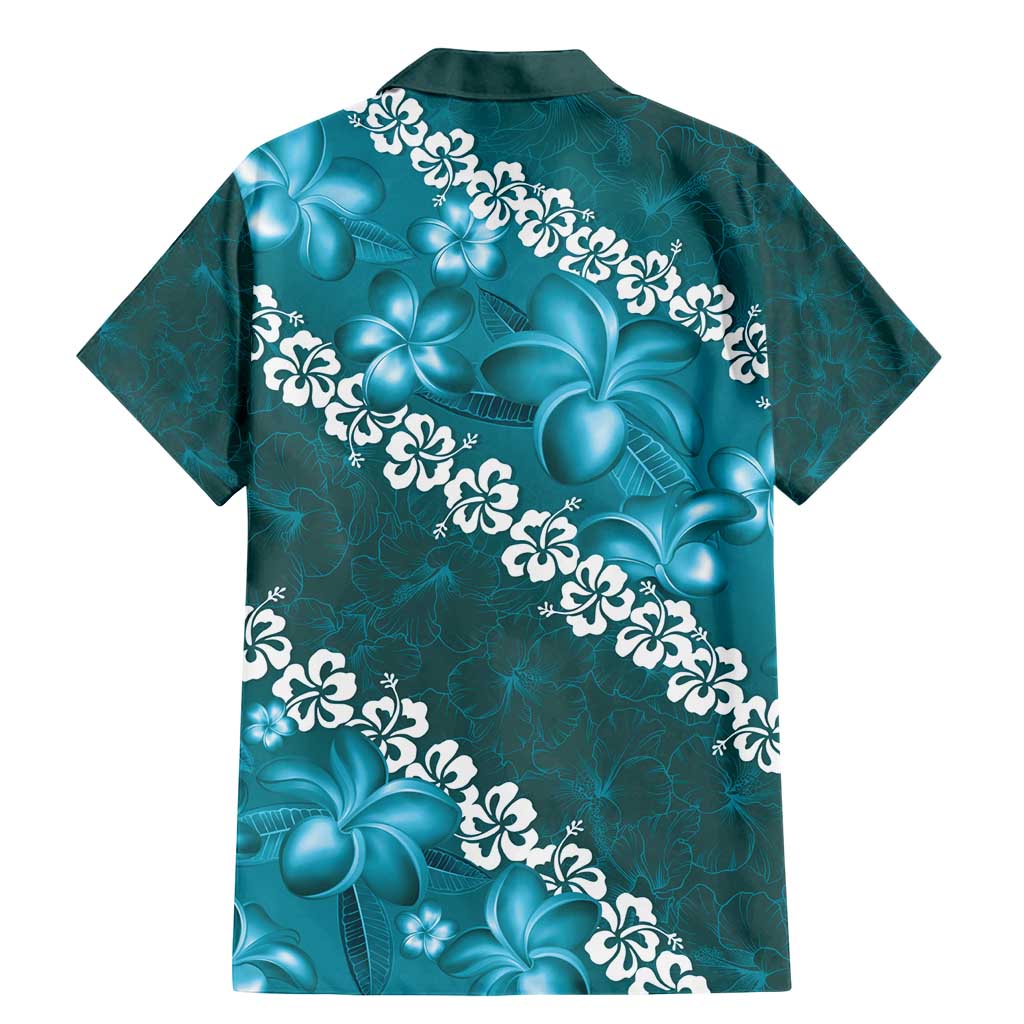 Vintage Dark Cyan Polynesia Family Matching Mermaid Dress and Hawaiian Shirt Plumeria With Hibiscus Tropical Vibes LT14 - Polynesian Pride