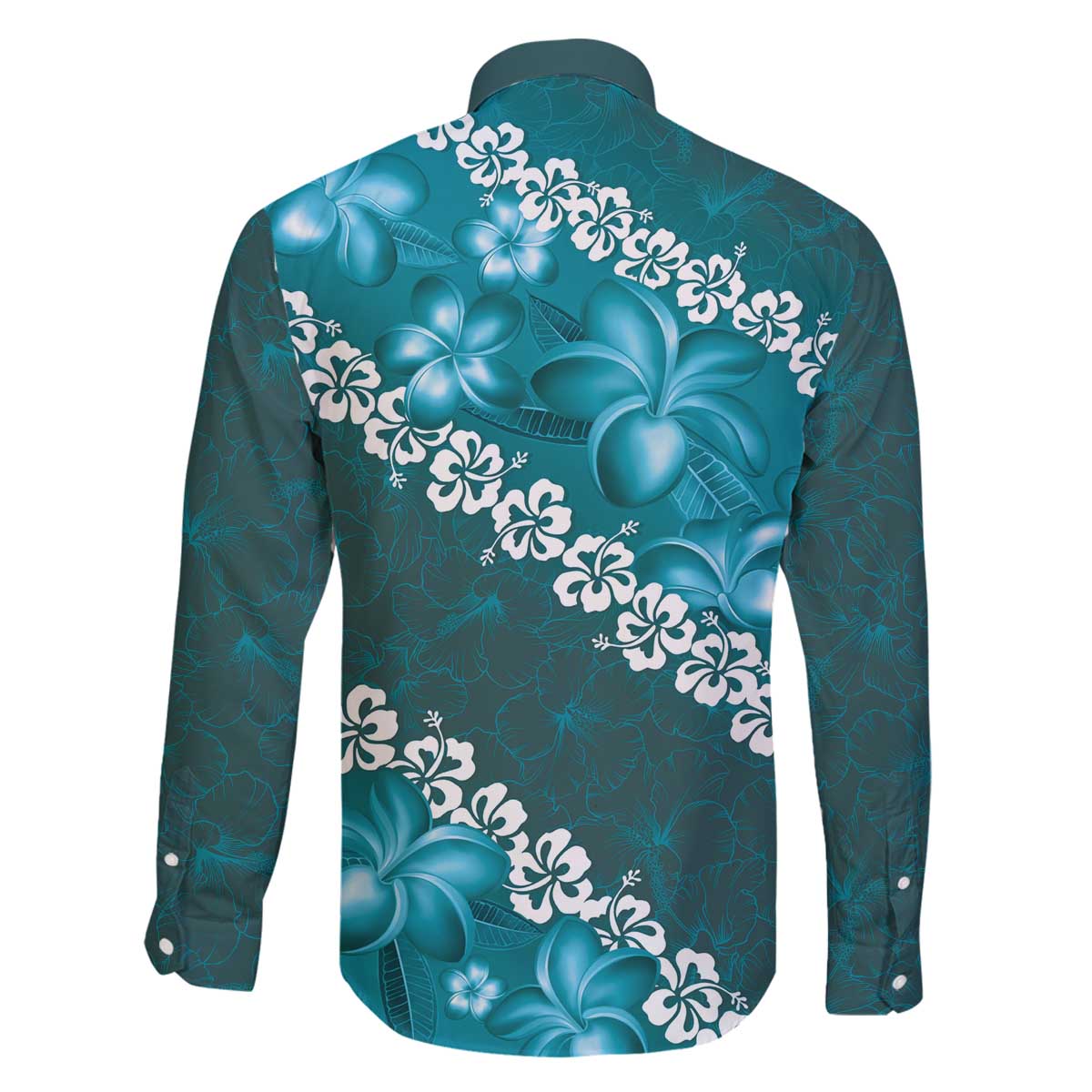 Vintage Dark Cyan Polynesia Family Matching Off The Shoulder Long Sleeve Dress and Hawaiian Shirt Plumeria With Hibiscus Tropical Vibes LT14 - Polynesian Pride