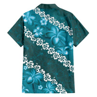 Vintage Dark Cyan Polynesia Family Matching Off Shoulder Short Dress and Hawaiian Shirt Plumeria With Hibiscus Tropical Vibes LT14 - Polynesian Pride