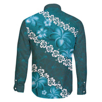 Vintage Dark Cyan Polynesia Family Matching Short Sleeve Bodycon Dress and Hawaiian Shirt Plumeria With Hibiscus Tropical Vibes LT14 - Polynesian Pride