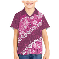 Vintage Pink Polynesia Family Matching Mermaid Dress and Hawaiian Shirt Plumeria With Hibiscus Tropical Vibes LT14 Son's Shirt Pink - Polynesian Pride