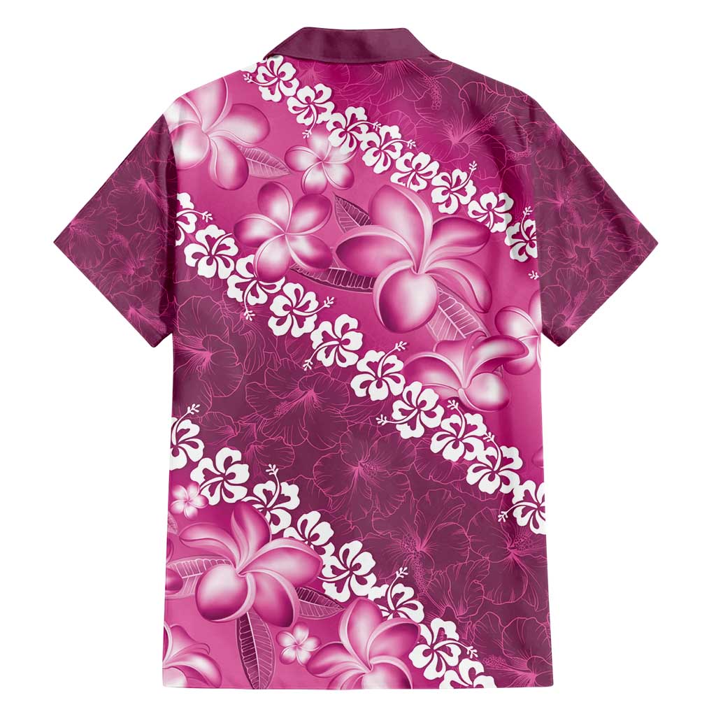 Vintage Pink Polynesia Family Matching Off Shoulder Maxi Dress and Hawaiian Shirt Plumeria With Hibiscus Tropical Vibes LT14 - Polynesian Pride