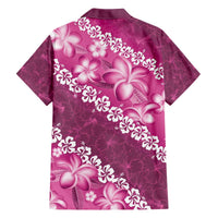 Vintage Pink Polynesia Family Matching Off Shoulder Short Dress and Hawaiian Shirt Plumeria With Hibiscus Tropical Vibes LT14 - Polynesian Pride