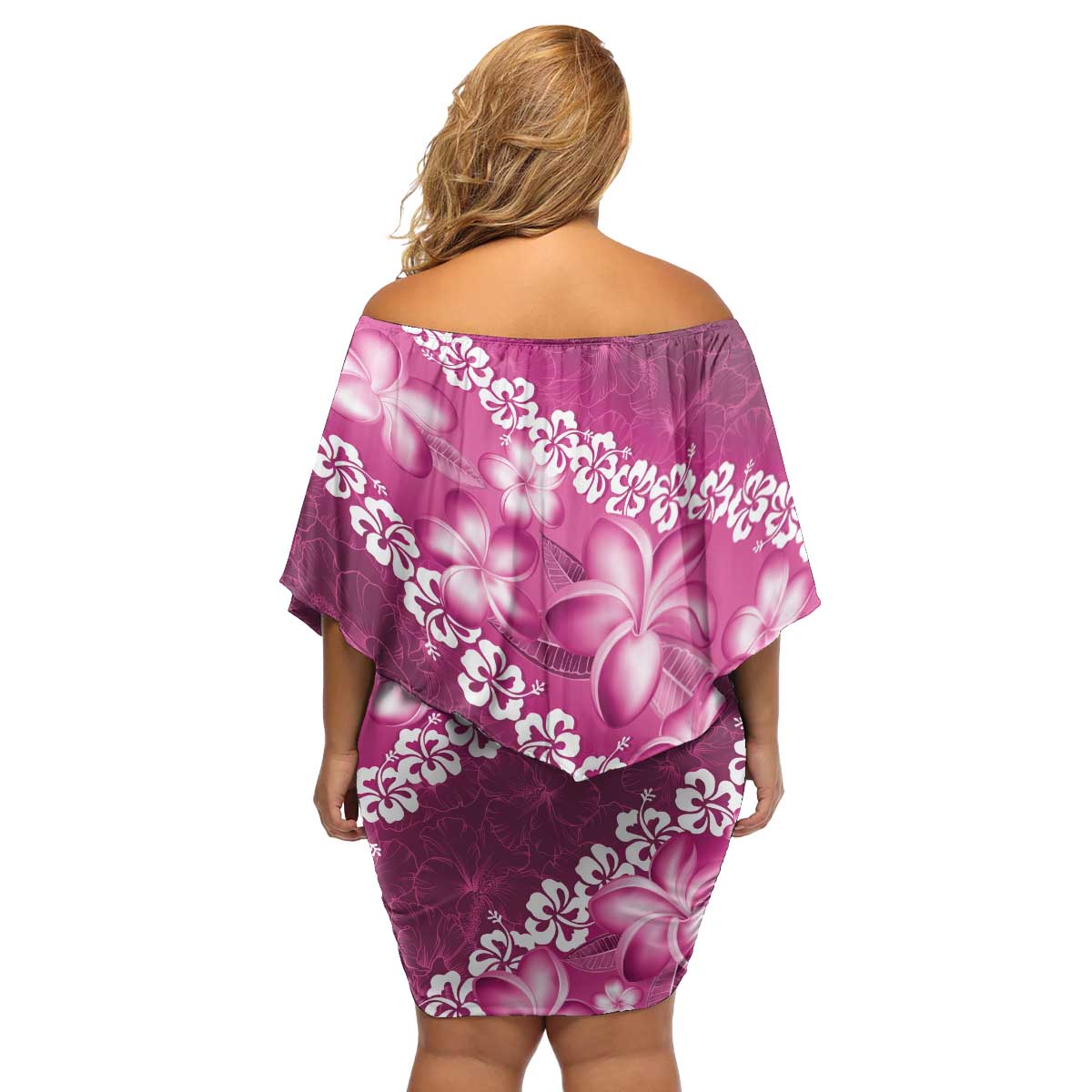 Vintage Pink Polynesia Family Matching Off Shoulder Short Dress and Hawaiian Shirt Plumeria With Hibiscus Tropical Vibes LT14 - Polynesian Pride