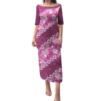 Vintage Pink Polynesia Family Matching Puletasi and Hawaiian Shirt Plumeria With Hibiscus Tropical Vibes LT14 Mom's Dress Pink - Polynesian Pride