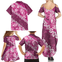 Vintage Pink Polynesia Family Matching Summer Maxi Dress and Hawaiian Shirt Plumeria With Hibiscus Tropical Vibes LT14 - Polynesian Pride