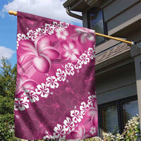 Vintage Pink Polynesia Garden Flag Plumeria With Hibiscus Tropical Vibes LT14 - Polynesian Pride