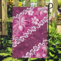 Vintage Pink Polynesia Garden Flag Plumeria With Hibiscus Tropical Vibes LT14 Garden Flag Pink - Polynesian Pride