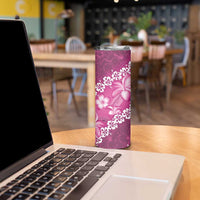 Vintage Pink Polynesia Skinny Tumbler Plumeria With Hibiscus Tropical Vibes LT14 - Polynesian Pride