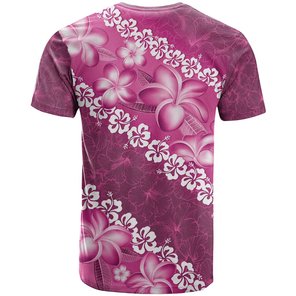 Vintage Pink Polynesia T Shirt Plumeria With Hibiscus Tropical Vibes LT14 - Polynesian Pride