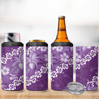 Vintage Purple Polynesia 4 in 1 Can Cooler Tumbler Plumeria With Hibiscus Tropical Vibes LT14 - Polynesian Pride