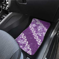 Vintage Purple Polynesia Car Mats Plumeria With Hibiscus Tropical Vibes LT14 - Polynesian Pride