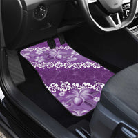 Vintage Purple Polynesia Car Mats Plumeria With Hibiscus Tropical Vibes LT14 - Polynesian Pride