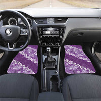 Vintage Purple Polynesia Car Mats Plumeria With Hibiscus Tropical Vibes LT14 Set 2pcs - Front Purple - Polynesian Pride