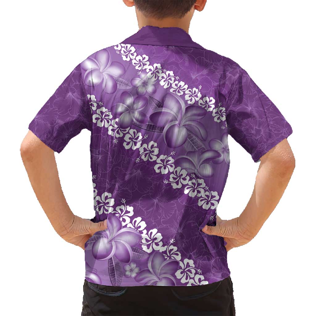 Vintage Purple Polynesia Family Matching Long Sleeve Bodycon Dress and Hawaiian Shirt Plumeria With Hibiscus Tropical Vibes LT14 - Polynesian Pride