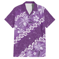 Vintage Purple Polynesia Family Matching Long Sleeve Bodycon Dress and Hawaiian Shirt Plumeria With Hibiscus Tropical Vibes LT14 Dad's Shirt - Short Sleeve Purple - Polynesian Pride
