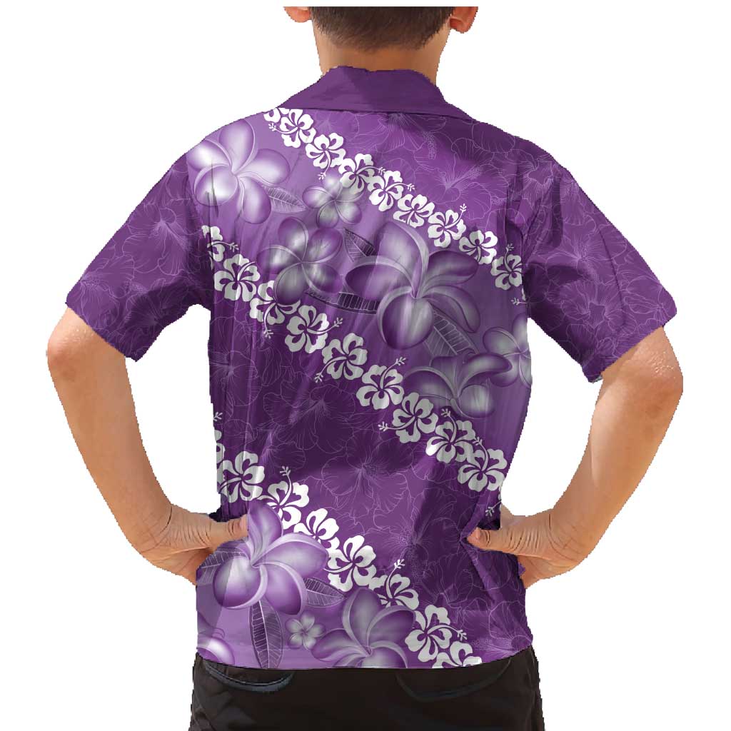 Vintage Purple Polynesia Family Matching Mermaid Dress and Hawaiian Shirt Plumeria With Hibiscus Tropical Vibes LT14 - Polynesian Pride